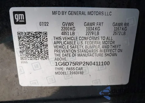 2022 Cadillac Ct4-V V-Series Blackwing from USA, damaged, VIN 1G6D75RP2N0411100